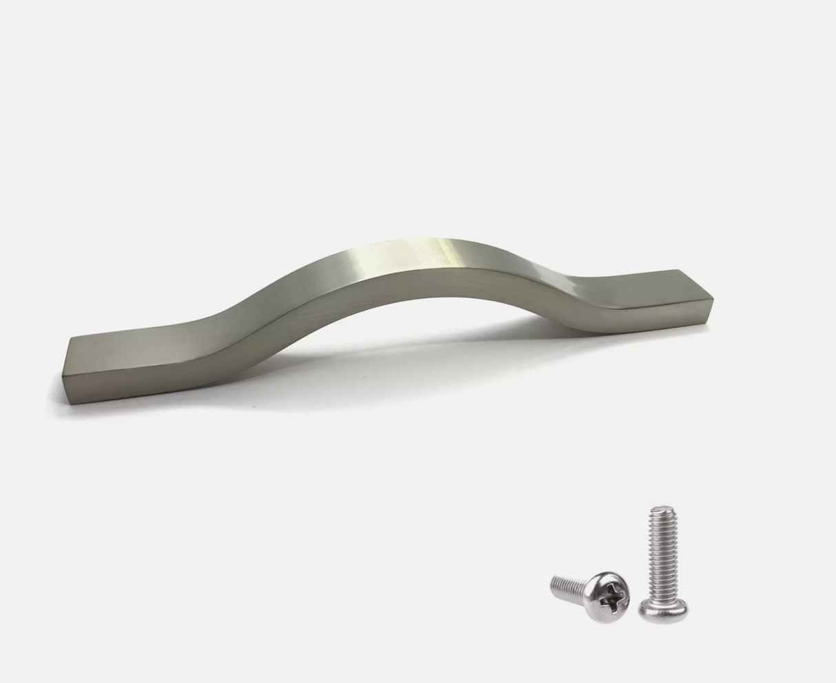 Curved Chrome & Satin Nickel Cabinet Handle – Modern Kitchen Drawer Pulls by DecorTown